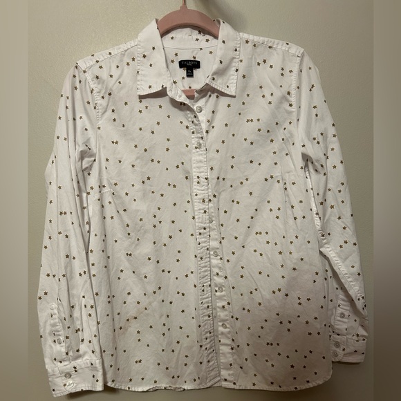Talbots Tops - Talbots White Shirt with Gold Star Pattern
